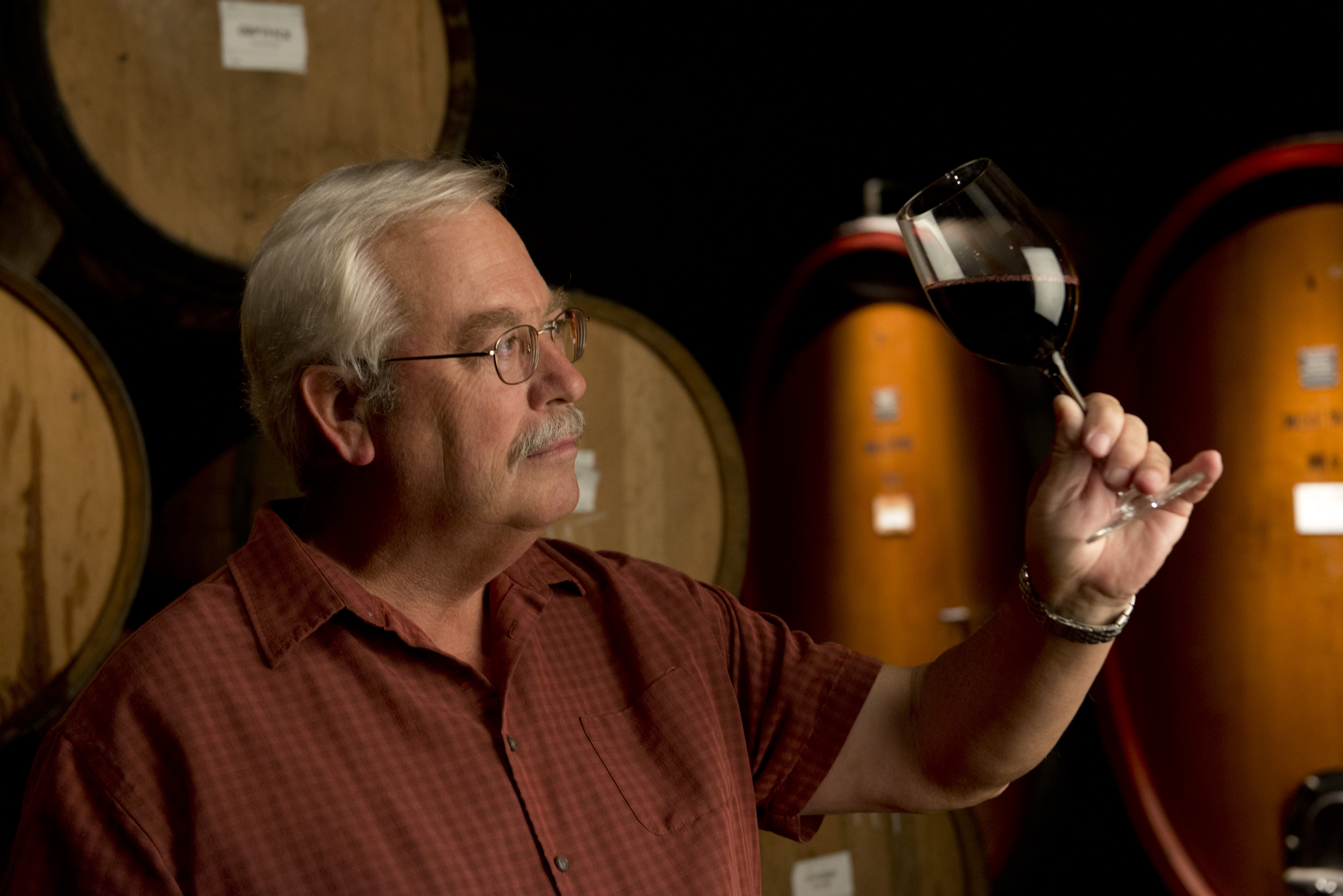a man holds a wine glass
