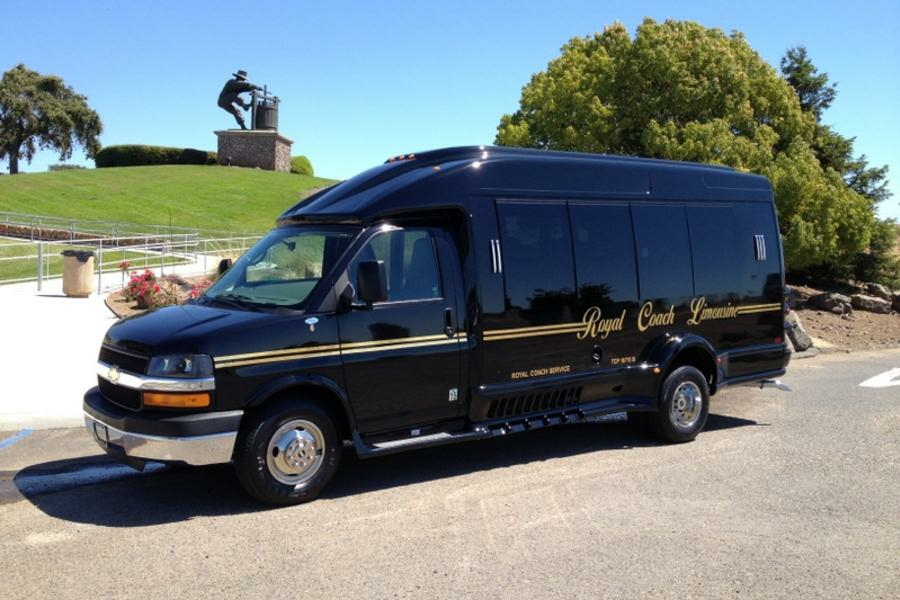 a black van parked in a parking lot