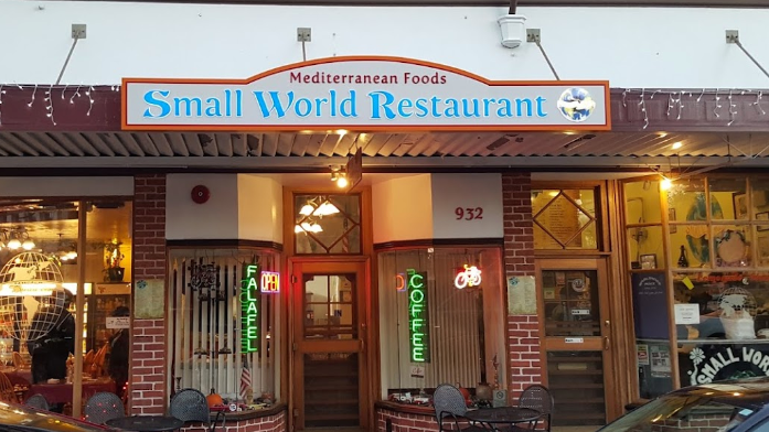 The exterior frontage of Small World Iranian Restaurant in Napa, CA
