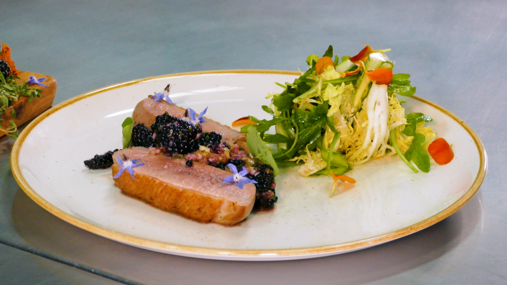 Basted Duck Breast With Blackberry Relish And Shaved Asparagus | V. Sattui Winery